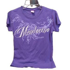 💥5/$30 Women's Purple White Vacation Mendocino Coast T-Shirt M